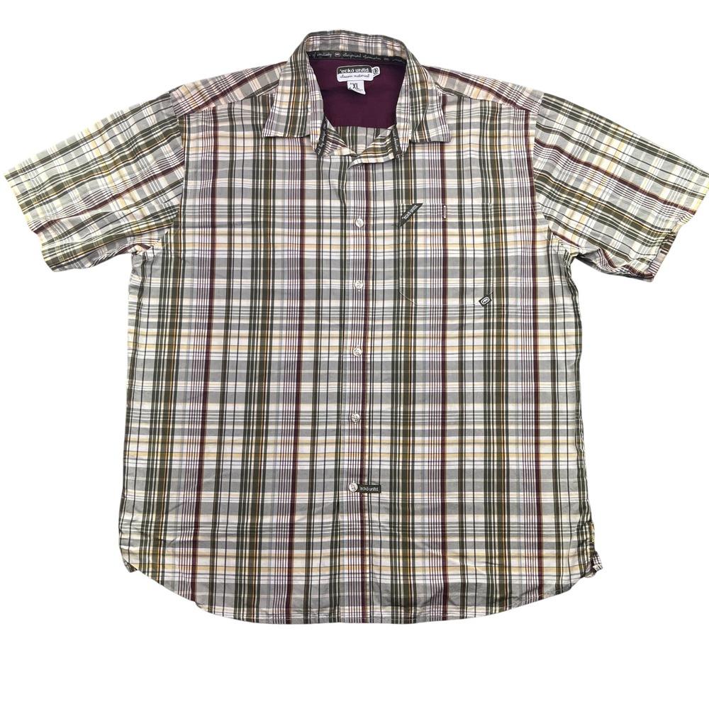 Ecko Unltd Plaid Button Up‎ Short Sleeve Casual Shirt XL Outdoor Boho Grunge